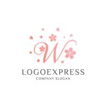 画像1: Wと桜の花が彩るエレガントなロゴ (1)