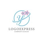 画像1: Y字と桜の優雅なサークルロゴ (1)