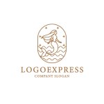 画像1: ラインアートの人魚のロゴ (1)