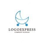 画像1: 月と乳母車の可愛いロゴ (1)