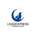 画像1: 月と狼の神秘的なロゴ (1)