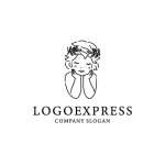 画像1: 月桂冠をかぶった女の子の線画ロゴ (1)