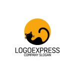 画像1: 月明かりの下でくつろぐ猫のロゴ (1)