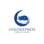 画像1: 三日月で眠る猫と雲の安らぎロゴ (1)