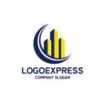 画像1: 三日月と高層ビルの成長ロゴ (1)