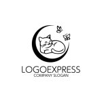 画像1: 月と猫と蝶のロゴ (1)