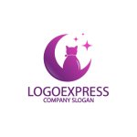 画像1: 月と猫と星のロゴ (1)