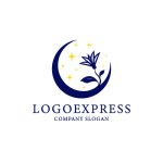 画像1: 月と花の神秘的なロゴ (1)