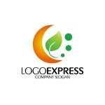 画像1: 三日月と葉のエコロゴ (1)