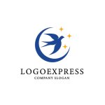 画像1: 月とツバメと星のロゴ (1)