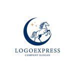 画像1: 月と星に駆ける雄大な馬のロゴ (1)