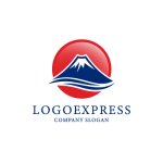 画像1: 富士山と日の出の日本的なロゴ (1)