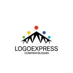 画像1: 山とカラフルな丸いロゴ (1)