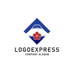 画像1: 富士山と桜の四角形ロゴ (1)