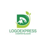 画像1: Dの文字と山と葉っぱのオーガニックロゴ (1)
