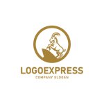 画像1: 山羊と岩の円形ロゴ (1)