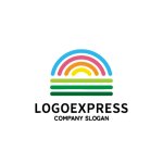 画像1: 丘と虹のカラフルな自然ロゴ (1)