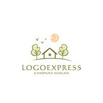 画像1: 自然と調和した温かみのある手描きの家のロゴ (1)