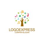 画像1: カラフルな音符の木ロゴ (1)