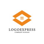 画像1: オレンジ色の菱形と家のロゴ (1)