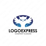 画像1: 夜に舞うフクロウのロゴ (1)