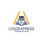 画像1: 本とフクロウと鉛筆のロゴ (1)