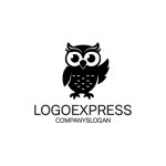 画像1: 愛らしいフクロウが手を振るロゴ (1)