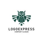 画像1: 知性と知識を象徴する緑のフクロウロゴ (1)