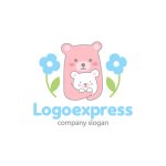 画像1: かわいい親子クマのロゴ (1)