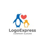 画像1: 親子のペンギンのロゴ (1)