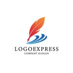 画像1: 羽ペンと波のロゴ (1)