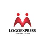 画像1: 赤いM文字の人々のロゴ (1)