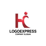 画像1: 赤い「H」と「C」を組み合わせた人物ロゴ (1)