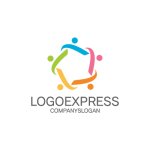 画像1: カラフルな人々をつなぐロゴ (1)