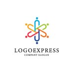 画像1: カラフルな人々とつながりのロゴ (1)