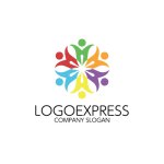 画像1: 多様な人々の花のロゴ (1)