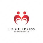 画像1: 人々とハートの接続のロゴ (1)