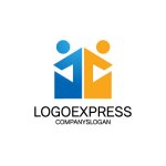 画像1: 人物Cと家をモチーフにしたロゴ (1)