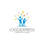 画像1: 輝く人々の喜びと幸せのロゴ (1)