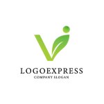 画像1: Vの文字、人と葉を組み合わせたロゴ (1)