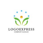 画像1: 人々と葉っぱが調和したロゴ (1)