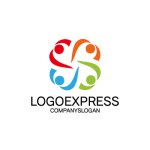 画像1: 手を取り合う人々を象徴する、チームワークのロゴ (1)