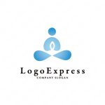 画像1: 座禅をする人をモチーフにしたヨガやマッサージのロゴ (1)