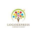 画像1: 希望に満ちた人と成長する木のロゴ (1)
