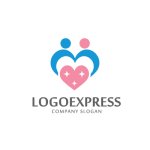画像1: 愛情あふれる人とハートのロゴ (1)