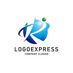 画像1: 軌道に乗る人とRのダイナミックなロゴ (1)