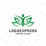 画像1: 人の後ろで葉が羽のように広がるロゴ (1)