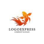 画像1: 力強く舞う鯉の縁起物ロゴ (1)