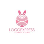 画像1: 丸いフォルムが可愛いウサギのロゴ (1)