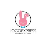 画像1: うさぎと蝶ネクタイのかわいいロゴ (1)